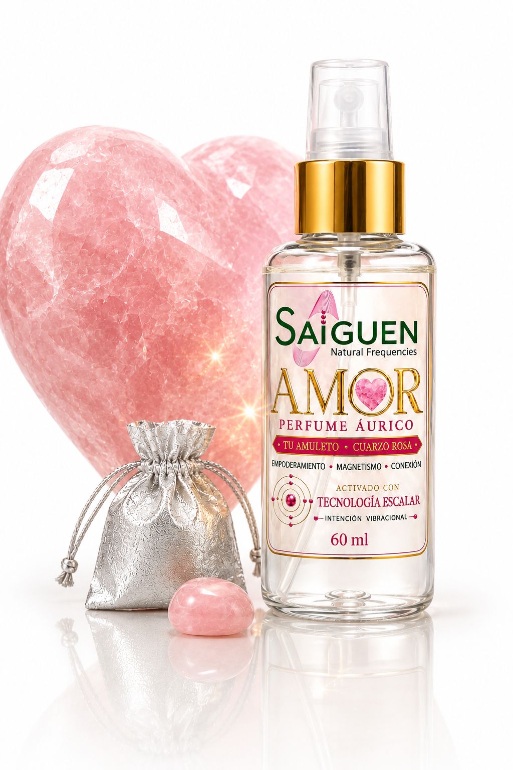 Perfume Áurico AMOR · 60 ml — con Cuarzo Rosa