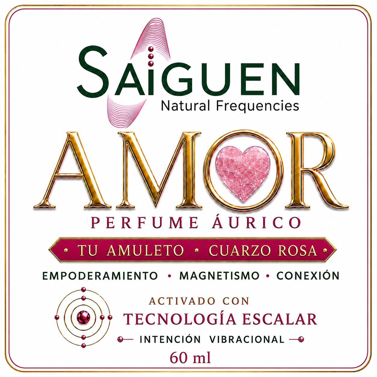 Perfume Áurico AMOR · 60 ml — con Cuarzo Rosa