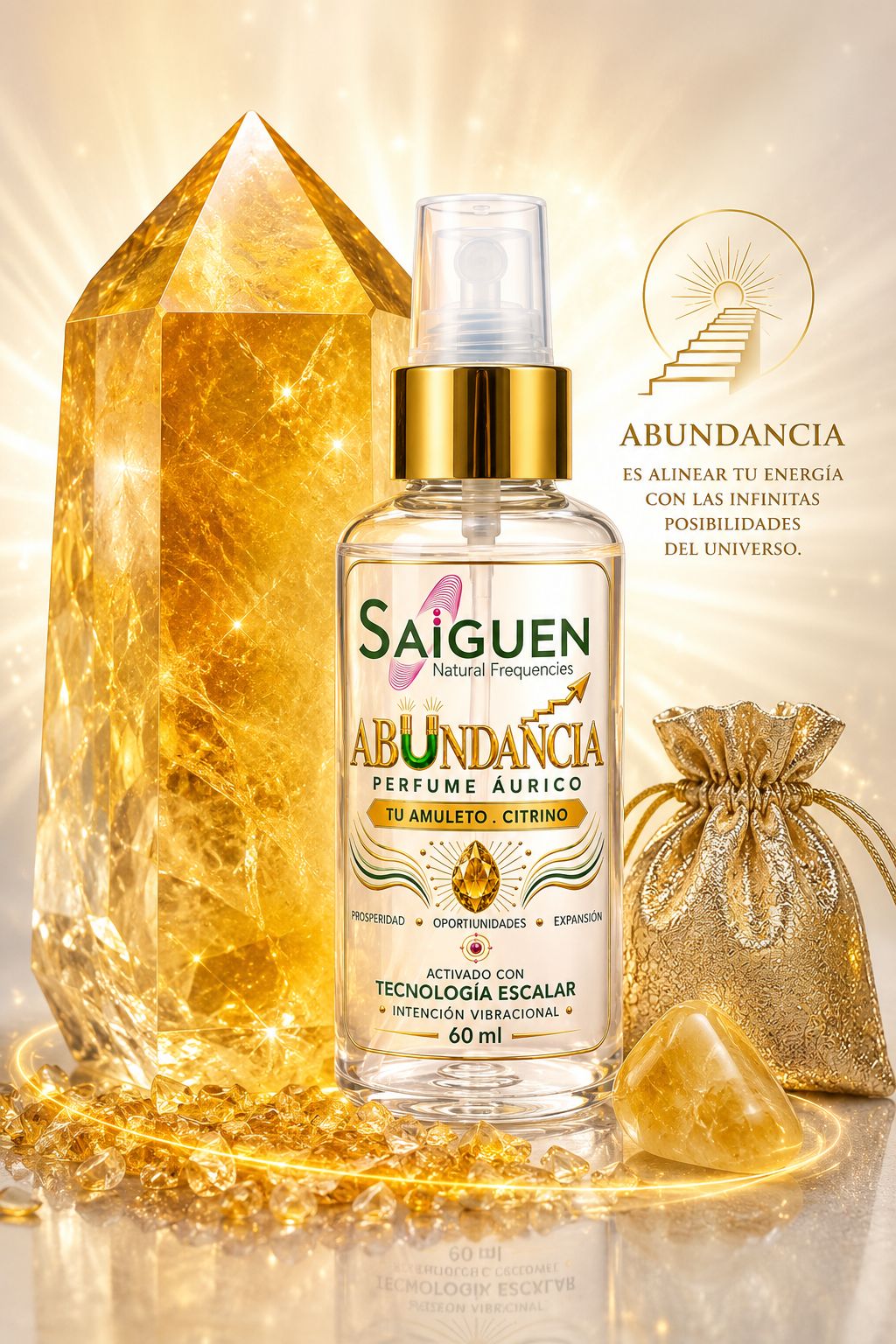 Perfume Áurico ABUNDANCIA · 60 ml — con Cuarzo Citrino