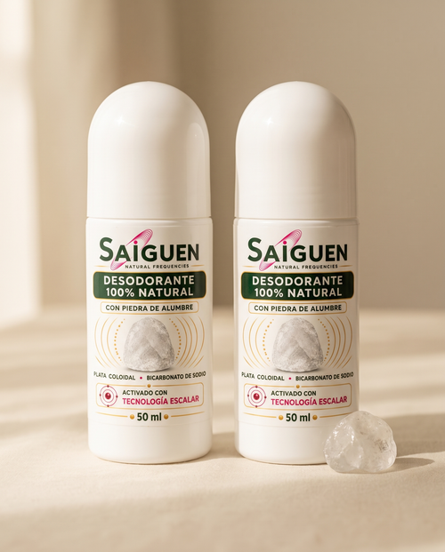 Pack x2 de desodorante natural Roll On Saiguen sobre lino crema